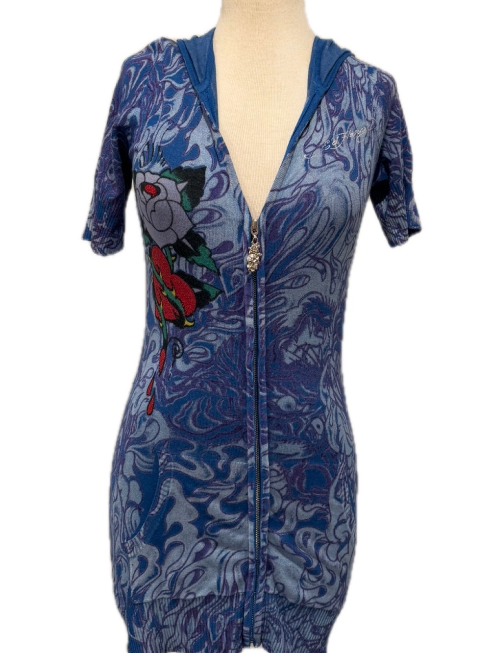 Y2K Ed Hardy Vintage Hoodie Zip Dress